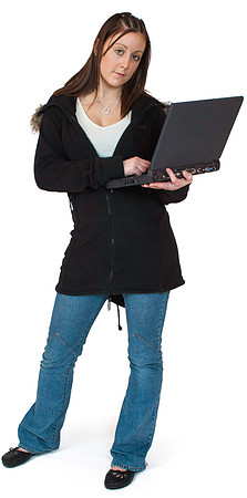 A teenage girl / sudent with a laptop