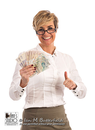 A succesful business woman with a handful of cash