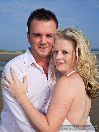 Wedding couple on the beach.