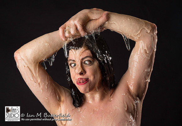 Rhianna Grey covered in clear slime