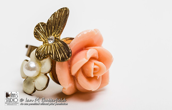 Ring with rose and butterfly